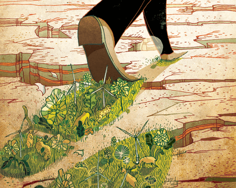green footprint Illustration by Victor Ngai