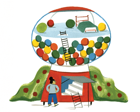 Pinball Illustration by Ping Zhu