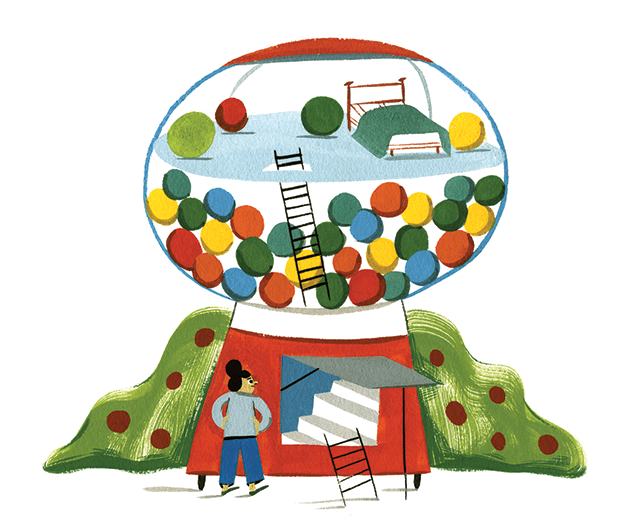 Pinball Illustration by Ping Zhu