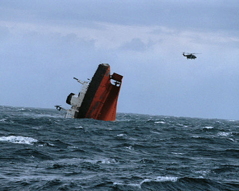 Oil tanker MV Erika sinks in the French Atlantic. Photo by Jean Gaumy/Magnum Photos
