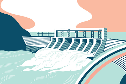 Hydro Dam Illustration by Stephane Poirier