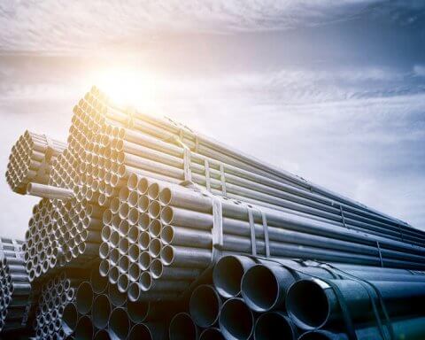 Large steel factory pipes