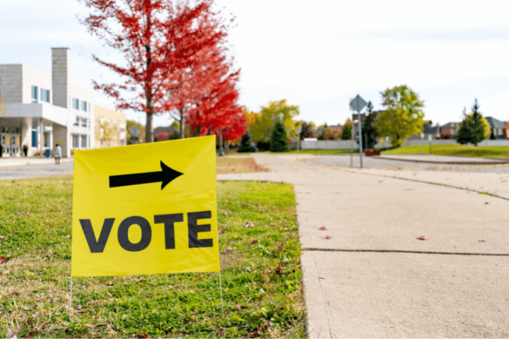 What is the Liberal Party Doing About Climate Change? | A yellow sign directing people to vote