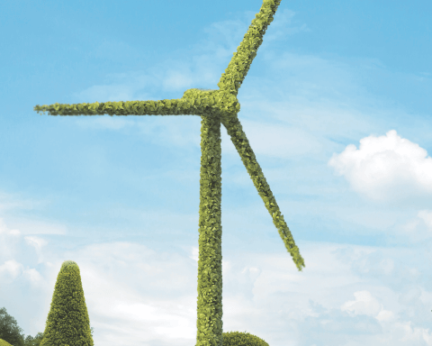 Future 50: The Fastest Growing Sustainable Companies of 2022 | An illustration of a plant-covered wind farm