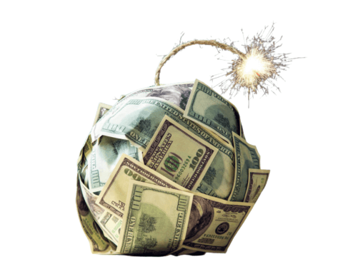 Stranded fossil fuel assets lose trillions - bomb made of dollar bills