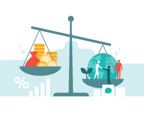 How to make business a force for good | An illustration of a scale