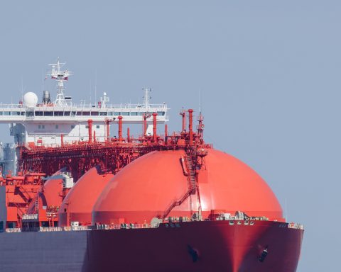 An LNG tanker at sea