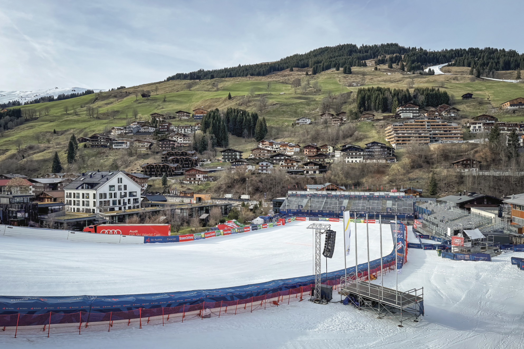 A ski hill in Austria during what is supposed to be peak ski season.