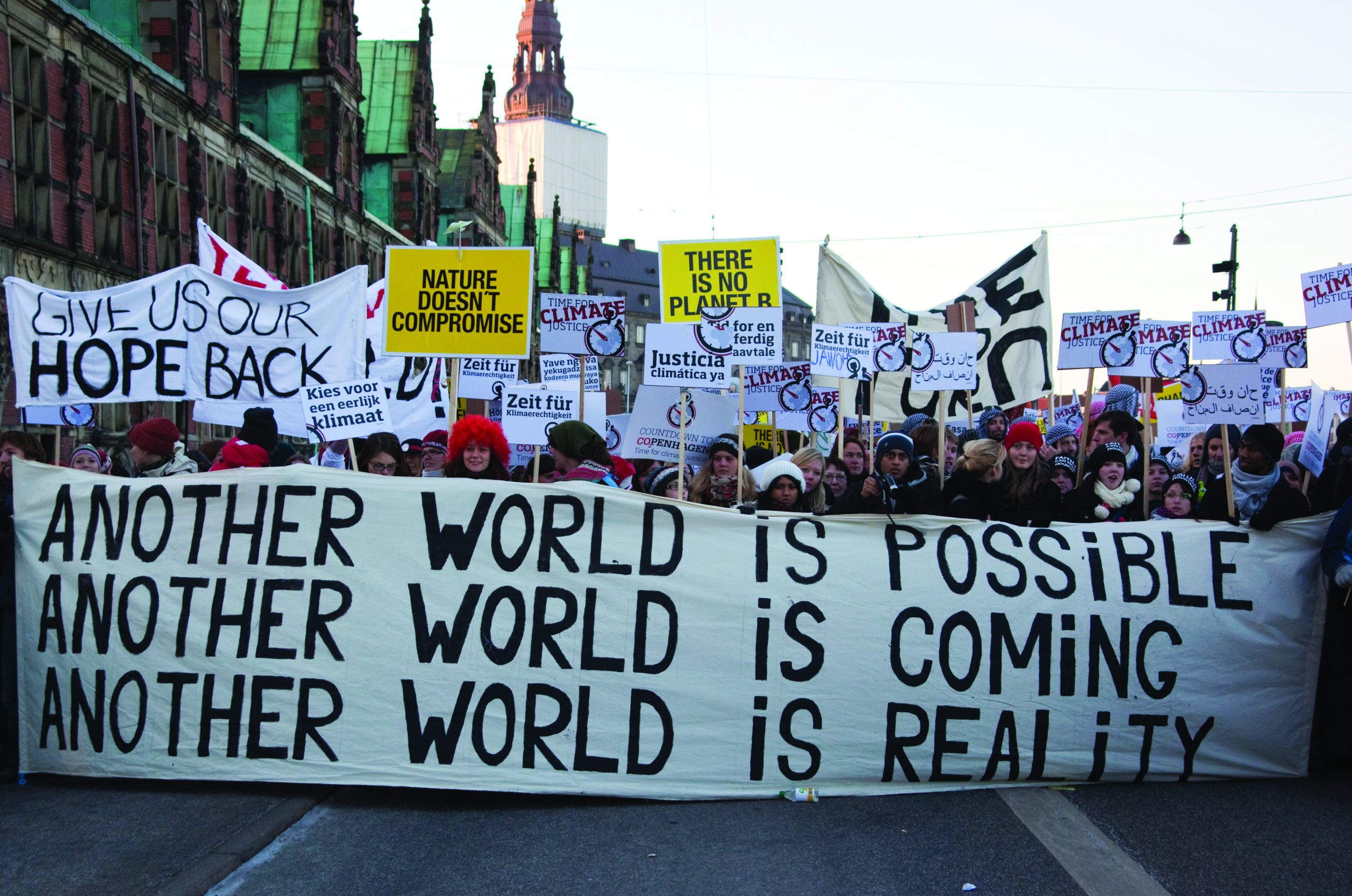 Saturday December 12, 2009, 50-75.000 demonstrators gathered at the Danish parliament square, Christiansborg, showing their concern for climate justice. 
