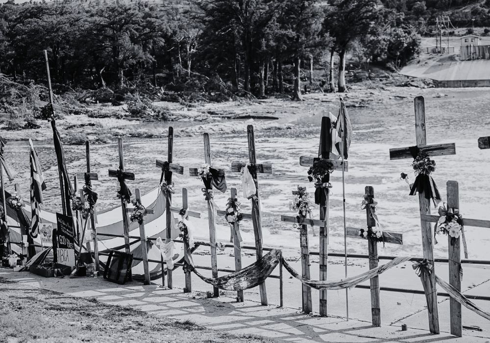 Crosses honor the more than 100 victims of Central Texas’s deadly July 4 flash floods.