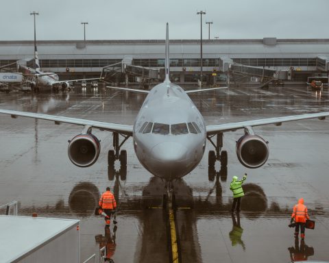 Vaclav Havel Airport Prague in the rain