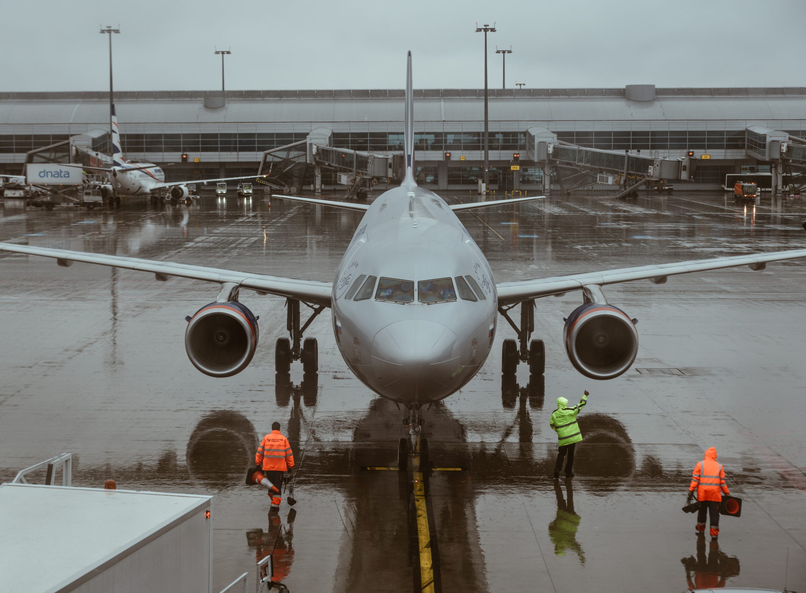 Vaclav Havel Airport Prague in the rain