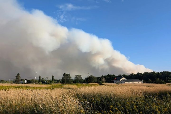 Smoke from the Long Lake wildfires complex of Annapolis County seen from Middleton (Nova Scotia on August 24, 2025.
